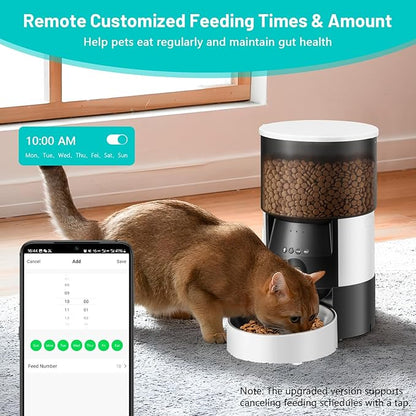 Ducksky Automatic Cat Feeder with Camera, 2.4Ghz WiFi Timed Dog Food Dispenser with APP Control, 3L Auto Dry Food Feeders for Pets with HD Video, 1-8 Meals/Day, 10s Voice Recorder (Camera and WiFi)