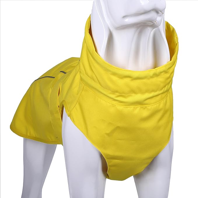 Adjustable Waterproof Dog Raincoat for Dogs,Lightweight Pet Rain Jacket Puppy Clothes with Reflective Strip for Small Medium Large Dogs (Yellow, XXX-Large)