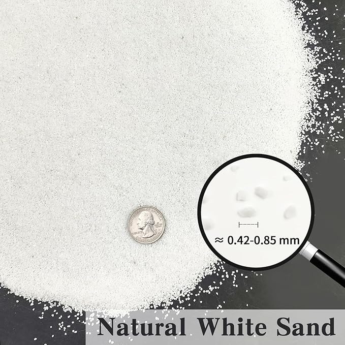 10 lbs Aquarium Sand, 0.4-0.8 mm Aquarium Gravel for Fish Tank. Decorative White Sand for Fish Tank, Paintings, Plants Potted, Candle, Vase and Crafts