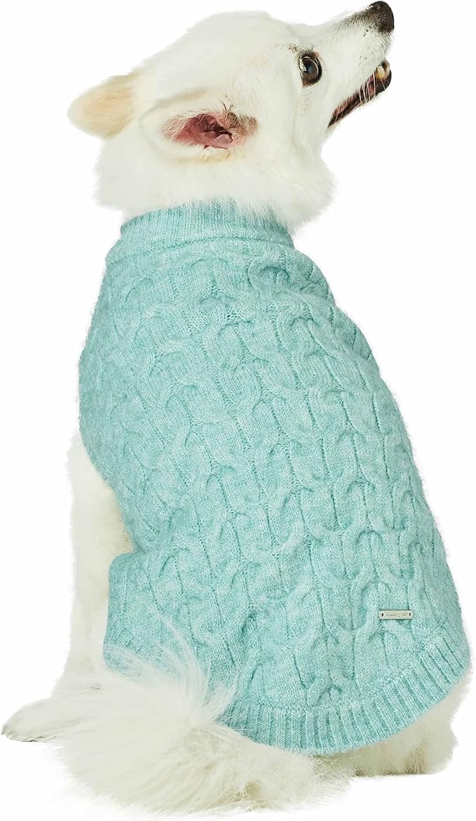 Blueberry Pet Classic Fuzzy Knit Dog Sweater, Crew-Neck Pullover Christmas Style in Heathered Jade, 12” Back Length, Cozy & Soft