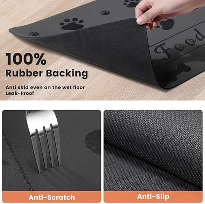 Pet Feeding Mat-Absorbent Pet Placemat for Food and Water Bowl, with Waterproof Rubber Backing, Quick Dry Water Dispenser Mat for Dog and Cat (24"x16", Bones)