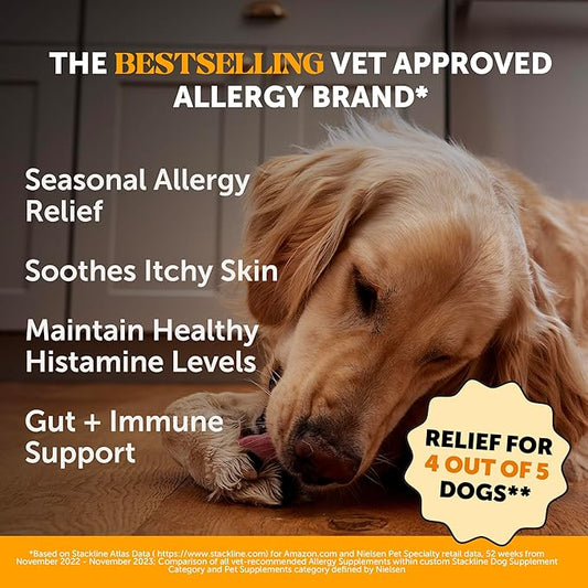 Pet Honesty Dog Allergy Itch Relief - Advanced Itch Supplement with Probiotics for Dogs - Immune Support & Skin Relief for Seasonal Allergies - Natural Itchy Skin & Paw Relief - (Peanut Butter, 90 Ct)