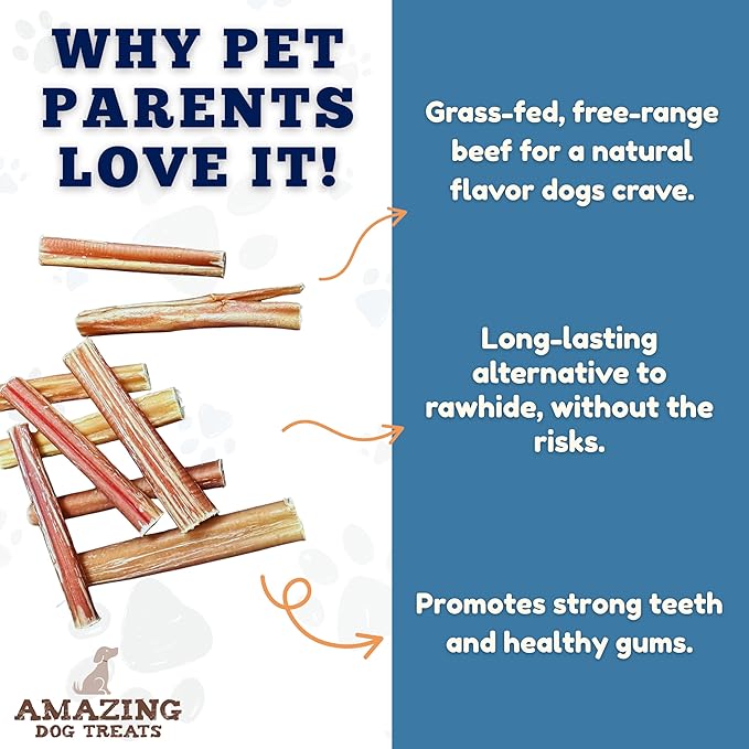 Amazing Dog Treats - 4-6 Inch Variety Bully Sticks (10 oz) - All Natural Rawhide Alternative - Long Lasting Dog Treats - No Hide Dog Chew- 100% Beef - Promotes Canine Dental Health