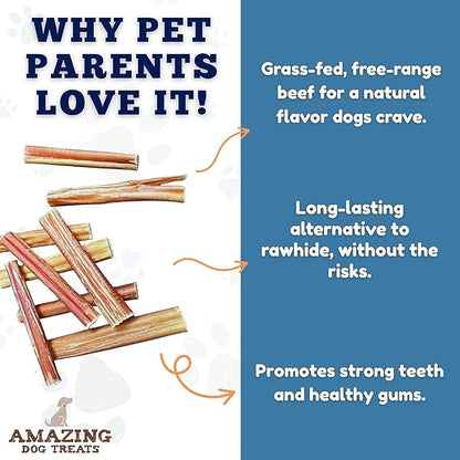 Amazing Dog Treats - 4-6 Inch Variety Bully Sticks (10 oz) - All Natural Rawhide Alternative - Long Lasting Dog Treats - No Hide Dog Chew- 100% Beef - Promotes Canine Dental Health