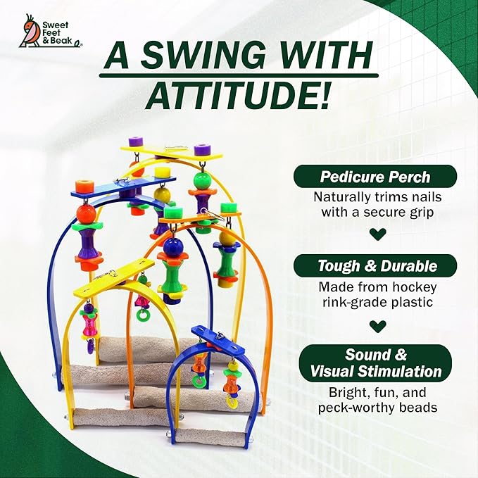 Sweet Feet and Beak Small Whirly Bird - Perfect Cage Toy Stimulates Visual and Physical Activity - Safe, Non-Toxic, Cage Accessories for Small Birds