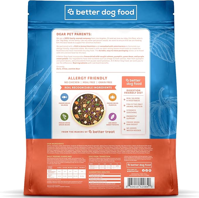 A Better Treat | Allergy Friendly Ocean Blend Dry Dog Food | Raw You Can See | No Chicken, No Grain, No Meal Ingredients | Fish Only Animal Protein |Stomach Soothing Kibble + Freeze Dried Raw Dog Food