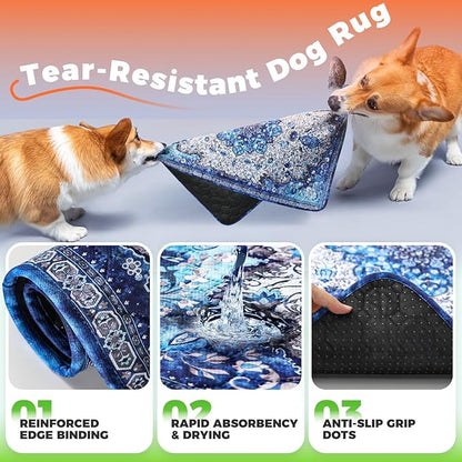 Hompet 2 Pack Super Absorbent Dog Door Mat for Muddy Paws, Washable Pee Pads for Dogs, Reusable Puppy Training Pads, Quick Dry Non-Slip Pet Entryway Rug, Leak-Proof Potty Pad for Indoor Floors 48x60