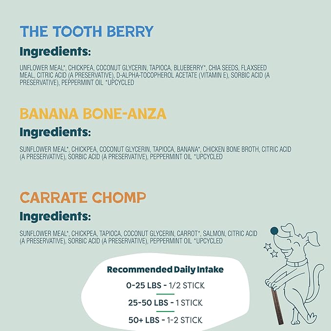 Shameless Pets Dental Chews for Dogs, Variety (3-Pack) - Natural Dog Teeth Cleaning Treats with Fresh Breath Benefits | Grain-Free Dental Sticks for Small, Medium & Large Dogs