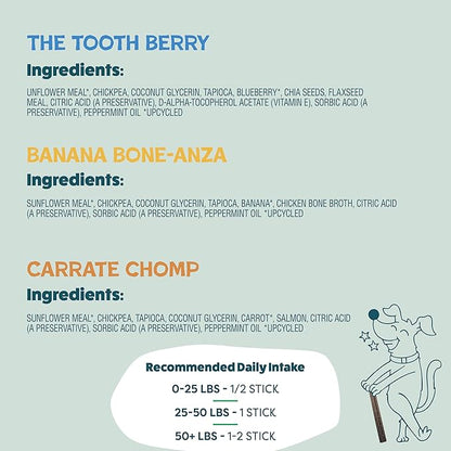 Shameless Pets Dental Chews for Dogs, Variety (3-Pack) - Natural Dog Teeth Cleaning Treats with Fresh Breath Benefits | Grain-Free Dental Sticks for Small, Medium & Large Dogs