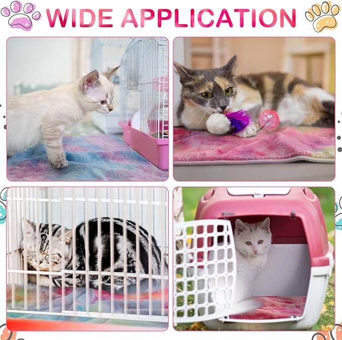 Reginary 4 Pcs Waterproof Guinea Pig Blankets Washable Small Animal Fleece Bedding Guinea Pig Cage Liners Reusable Training Pads Pet Pee Pad Sleep Mat for Hamster(Tie Dye Pattern,35 x 24 Inch)