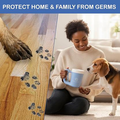 Dog Paw Washer Kit - Includes Paw Cleaner Cup, Towel, Pet Bath Brush & Moisturizing Balm - Dog Foot Washer for Muddy Paws, ideal for Small & Medium Dogs (Blue, Medium)