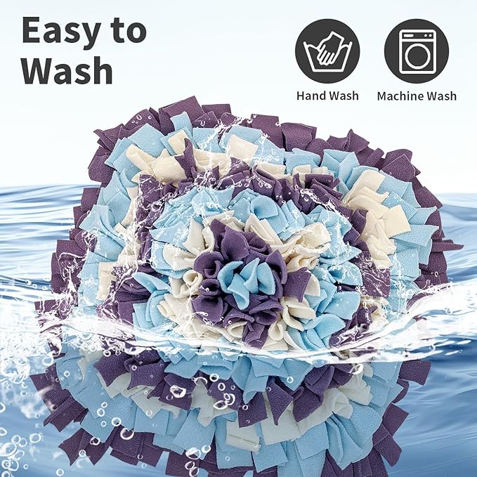 LIVEKEY Pet Snuffle Mat for Dogs, Dog Feeding Mat, Nosework Training Mats for Foraging Instinct Interactive Puzzle Toys (Violet&SkyBlue&White)