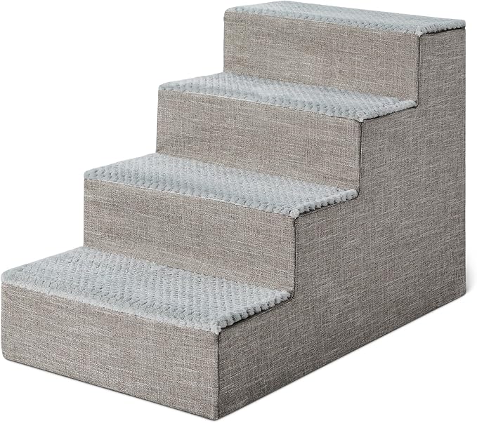 Amazon Basics Dog Steps,18.7" H, 4-Step Dog Stairs for High Bed Couch and Sofa, Non-Slip Bottom Pet Stairs for Indoor Dogs and Cats, Grey