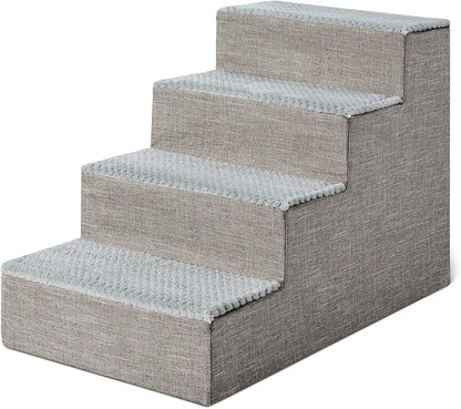 Amazon Basics Dog Steps,18.7" H, 4-Step Dog Stairs for High Bed Couch and Sofa, Non-Slip Bottom Pet Stairs for Indoor Dogs and Cats, Grey