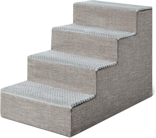 Amazon Basics Dog Steps,18.7" H, 4-Step Dog Stairs for High Bed Couch and Sofa, Non-Slip Bottom Pet Stairs for Indoor Dogs and Cats, Grey