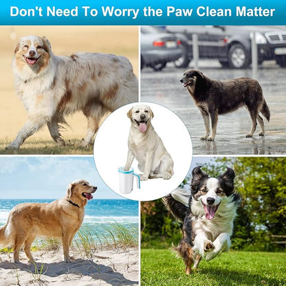 Rechargeable Automatic Dog Paw Cleaner, Dog Paw Washer Cup, 2 in 1 Portable Pet Paw Cleaner with Soft Silicone Brush, 7.4V High Power, Dog Foot Washer Suitable for Big Dog and Cat Grooming (Blue)