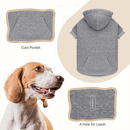 Grey Medium Dog Sweater - Soft Brushed Fleece Dog Clothes with Pocket