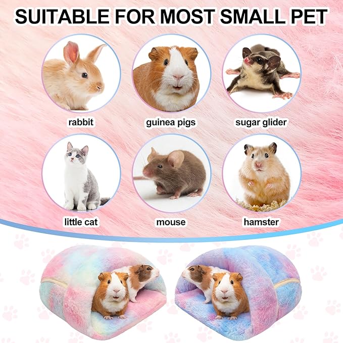 Wenqik 2 Pcs Guinea Pig Hideouts Washable Bunny Bedding Cuddle Warm Small Pet Sack Supplies Portable Pet Carrier Cage Nest Guinea Pig Accessories for Cage (Gradient Colors,Blending)