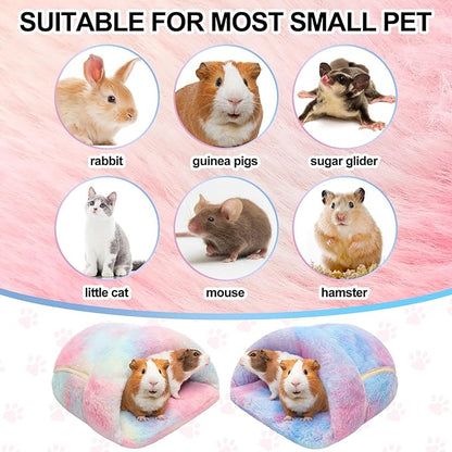 Wenqik 2 Pcs Guinea Pig Hideouts Washable Bunny Bedding Cuddle Warm Small Pet Sack Supplies Portable Pet Carrier Cage Nest Guinea Pig Accessories for Cage (Gradient Colors,Blending)