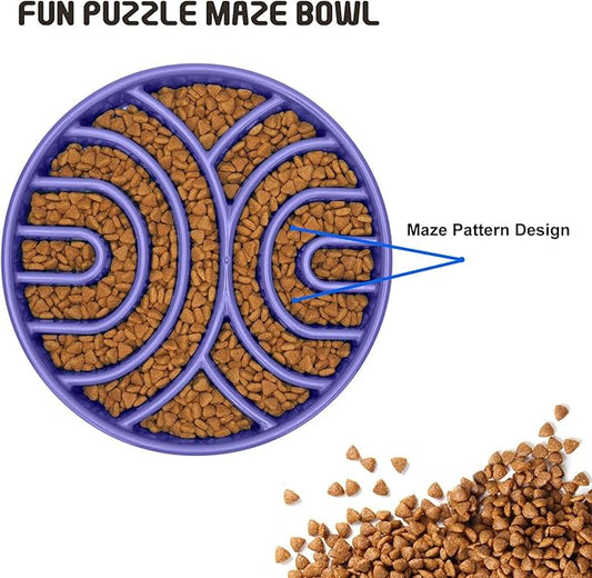 WHIPPY Slow Feeder Dog Bowl - Anti-Choking Maze, Anti-Slip Interactive Puzzle Feeder, Pet Bowl for Large Medium Dogs, Lavender