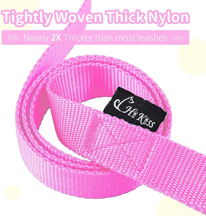 HIKISS Long Dog Leash Obedience Recall Training Agility Lead with Thickening Material for Large Dog - 15ft 20ft 30ft 50ft 100ft Training Leash(Pink 50ft)