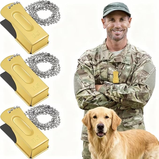 Jenaai 3 Pieces Brass Pet Training Clicker Dog Necklace Signaling Cricket Clicker Training for Puppy Dogs Cat(Gold)