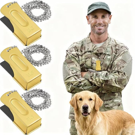 Jenaai 3 Pieces Brass Pet Training Clicker Dog Necklace Signaling Cricket Clicker Training for Puppy Dogs Cat(Gold)