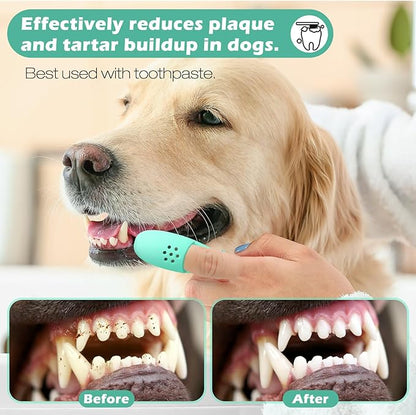 3pcs Dog Finger Toothbrush, Cat Chin Brush with Food-Grade Silicone, Dog Tooth Brushing Kit, Silicone Cleaning Brush for Pet Dental Care