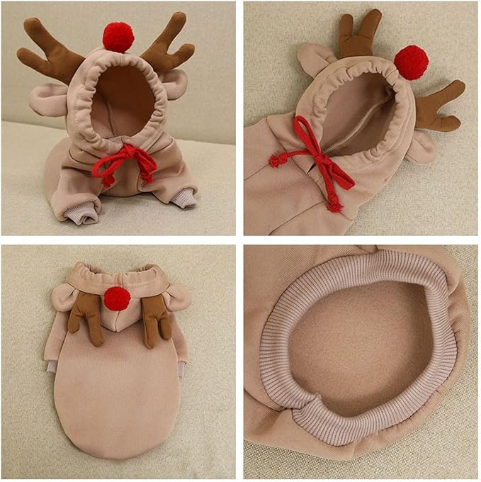 Warm Dog Winter Clothes Cute Fruit Dog Coat Hoodies Fleece Pet Dogs Costume Jacket for French Bulldog Chihuahua Ropa para Perro(Coffee,L)