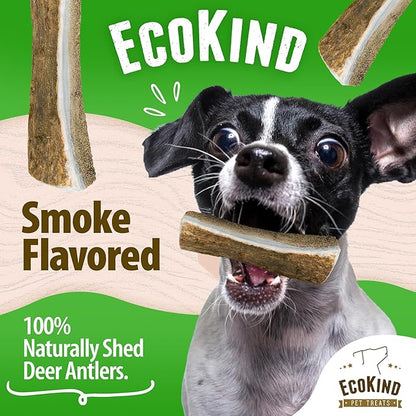 EcoKind Smoked Elk Antler Dog Chews – Natural Split Antlers, Long-Lasting Chew, Elk Antlers Treats for Large Dogs Weighing 30-45 lbs, Splinter-Free, Supports Dental Health – 1 Large Smoked Chew