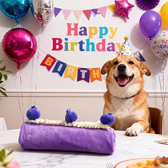 Nocciola Dog Snuffle Toy, Blueberry Cake Snuffle Mat for Puppies Puzzle Puppy Toy with Crinkle, Hide and Seek Interactive Enrichment Toys for Small Medium Dogs, Dog Gift Birthday Cake Toy