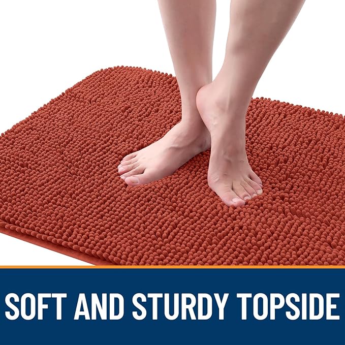 OLANLY Dog Door Mat for Muddy Paws 40x32, Absorbs Moisture and Dirt, Absorbent Non-Slip Washable Doormat, Quick Dry Chenille Mud Mat for Dogs, Entry Indoor Entryway Carpet for Inside Floor, Maple Red