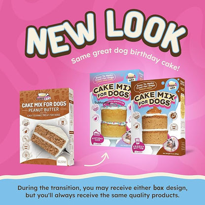Dog Birthday Cake Kit 6 Flavors - Cake Mix for Dogs, Icing Mix, Large Bone Shape Silicone Pan and 24 Candles, Bake or Microwave By Puppy Cake Mix (Swirl, Pumpkin)