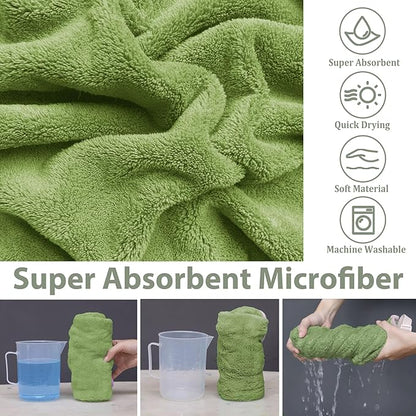 Dog Bathrobe Super Absorbent Towel Robe - Microfiber Bath Towels Fast Drying Coat for Dogs, Cute Dogs Clothes Adjustable Collar & Belly Strap Warm Keeping Hooded Dog Towel (Olive Green, Small)