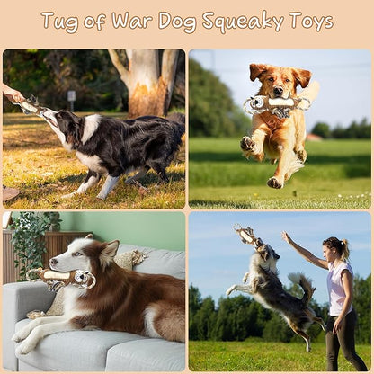 Squeaky Dog Toys, Interactive Tug of War Puppy Toys, Funny Plush Dog Chew Toys, Stuffed Dog Toys for Small,Medium and Large Dogs - Lion