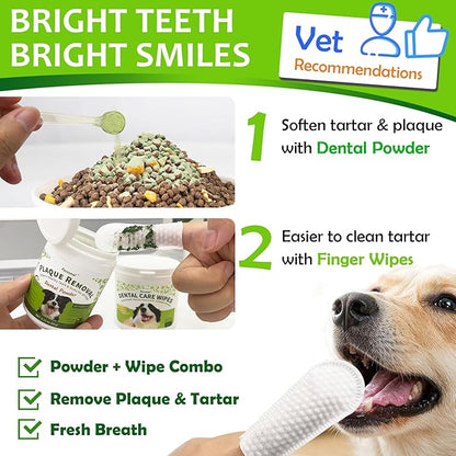 Dental Care Wipes for Dogs and Cats, 50 Count, Teeth and Gum Cleaning, Plaque and Tartar Removal