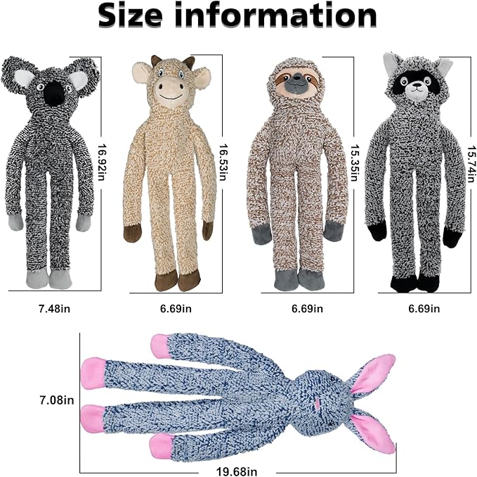 Koala No Stuffing Dog Toys for Large Dogs, Squeaky Crinkle Interactive Dog Animals Toys, Plush Teething Toys to Keep Them Busy, Cute Funny Dogs Gifts for Small Medium Large Breed