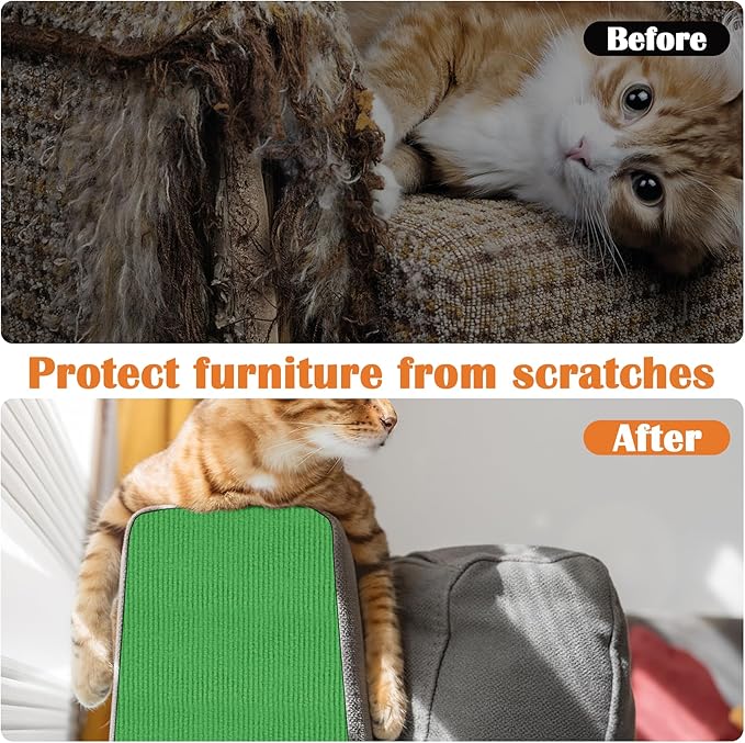 Cat Scratch Furniture Protector - 100" x 15.8" Trimmable Self-Adhesive Cats Claws Scratch Pads, DIY Cat Climbing Couch Protector for Scratch Post Cat Tree Replacement Indoor (Green)