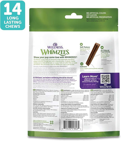 WHIMZEES Wellness Puppy Dog Dental Treats, Natural Chews, Medium & Large Size Stick, (14 Count)