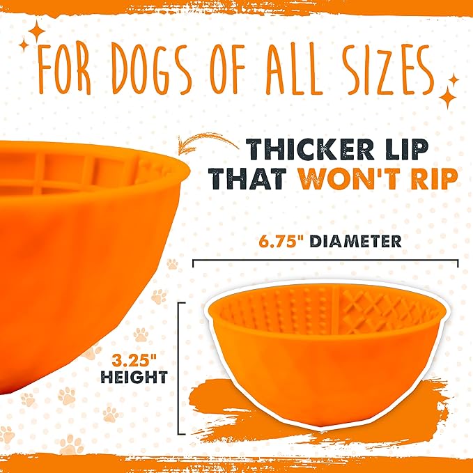 Mighty Paw Dog Slow Feeder Bowl - Interactive BPA-Free Silicone Lick Bowl for Dogs - Easy to Clean, Keeps Pets Entertained, Provides Mental Enrichment