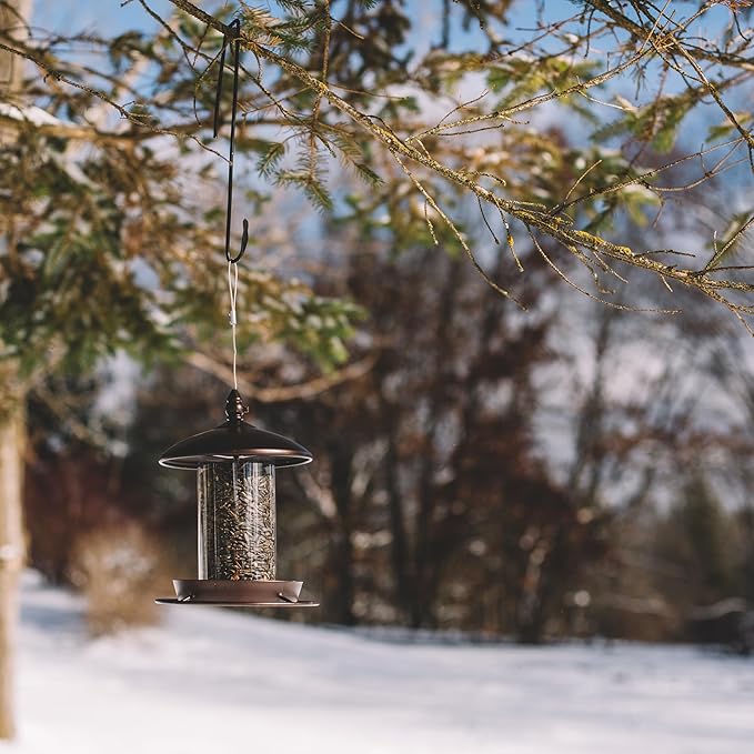 Metal Bird Feeder for Outside Hanging,Wild Bird Feeders for Cardinal, Large Roof and Tray - 6 Port