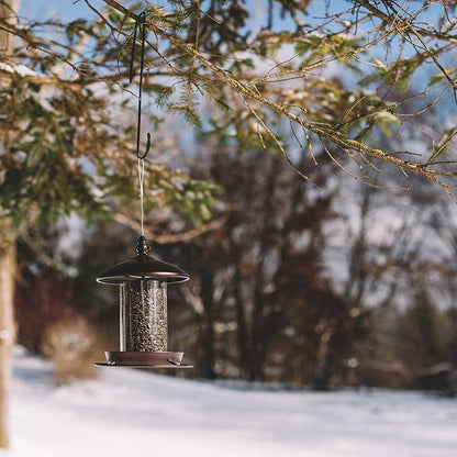 Metal Bird Feeder for Outside Hanging,Wild Bird Feeders for Cardinal, Large Roof and Tray - 6 Port
