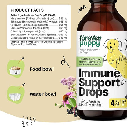 Forever Puppy Immune Drops for Dogs - Echinacea & Mullein Leaf Extract - Liquid Immune Support Supplement for Dogs of All Breeds & Sizes - 4 fl oz