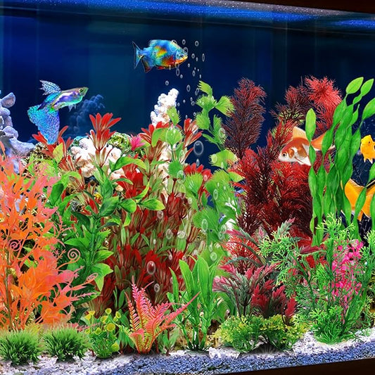 PietyPet Fish Tank Accessories Aquarium Decorations Plants, 20pcs Fish Tank Decorations Plant, Fish Tank Decor, Aquarium Decor Plastic Plants, Small to Large