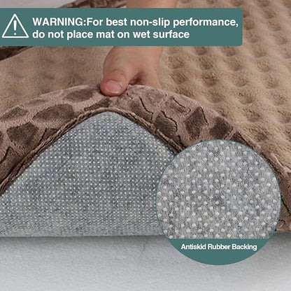 XL Dog Crate Pad 42x28 inch Memory Foam Large Dog Kennel Bed Soft Flannel Washable Anti Slip Puppy Sleeping Mat,Brown