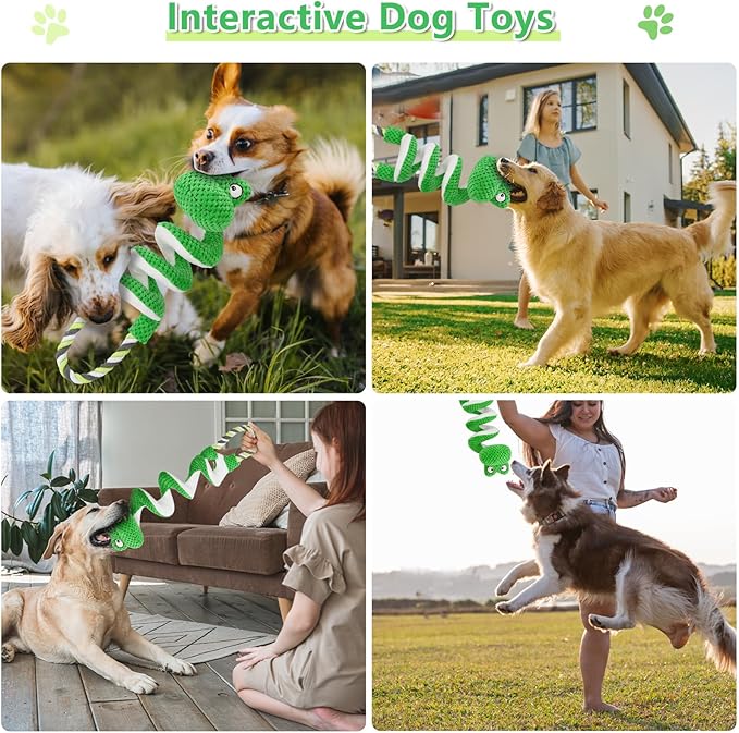 Interactive Squeaky Dog Toys with Pull Rope, Large Dog Tug of War Toy, Plush Puppy Chew Toys for Dental Health, Great for Small, Medium and Big Dogs
