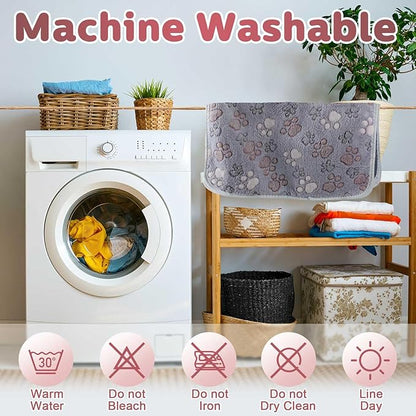 Reginary 4 Pcs Waterproof Guinea Pig Blankets Washable Small Animal Fleece Bedding Guinea Pig Cage Liners Reusable Training Pads Pet Pee Pad Sleep Mat for Hamster(Adorable Paw,12 x 12 Inch)