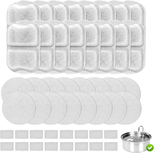16 Pack Dog Water Filter Replacement, Pet Water Filter Compatible with oneisall 7L/230oz/1.8G Stainless Steel Dog Water Fountain,Triple Action Pet Fountain Filters