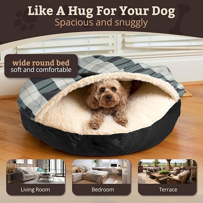Snoozer Luxury Cozy Cave Pet Bed, Wag Collection, Small - Barkely Black Diamond