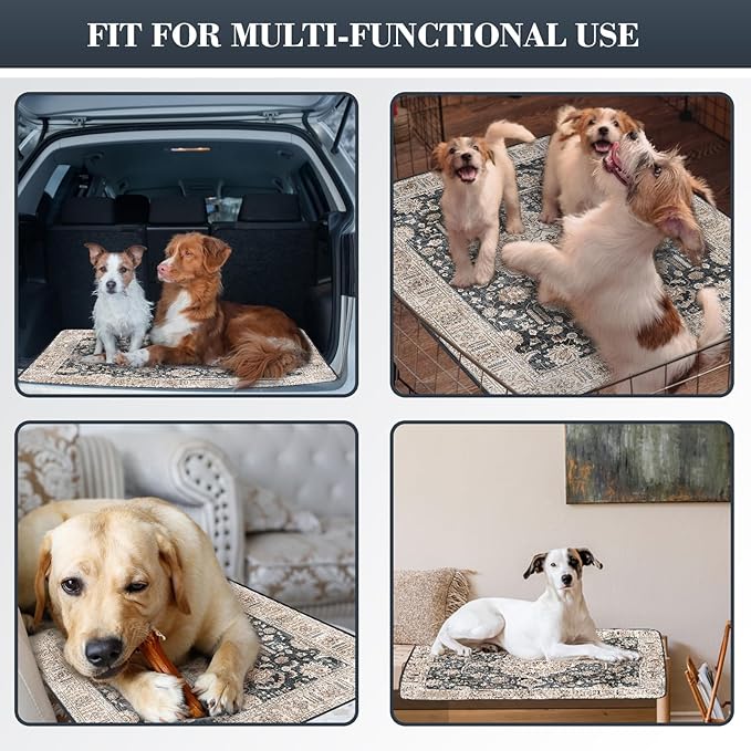 Non-Slip Dog Washable Pee Pads Extra Large 72" x 72", Boho Reusable Pet Training Pad for Playpen, Waterproof Doggie Rug Washable for Puppy Crates, Whelping Pad, Dog Rug Indoor